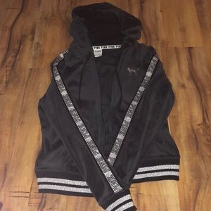 Girls black velvet PINK sweater